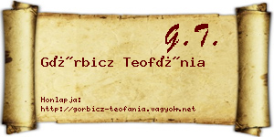 Görbicz Teofánia névjegykártya
